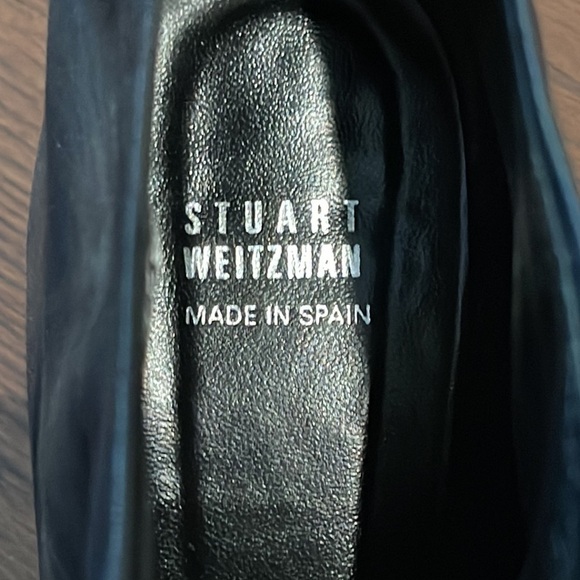 STUART Weitzman Black Leather Wedges Size 9 - Picture 8 of 8
